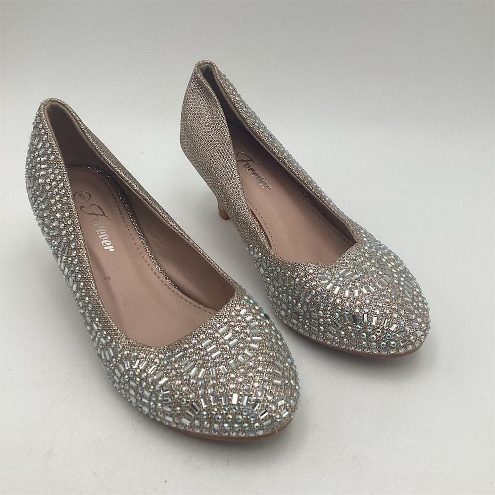 Forever Girls' Silver Glitter Dress Shoes Size 5 Youth‎ Formal